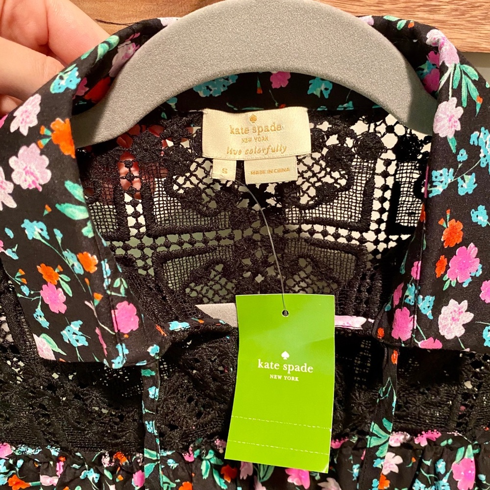 KATE SPADE | **NWT** | Floral Lace Inset Blouse - Picture 3 of 5